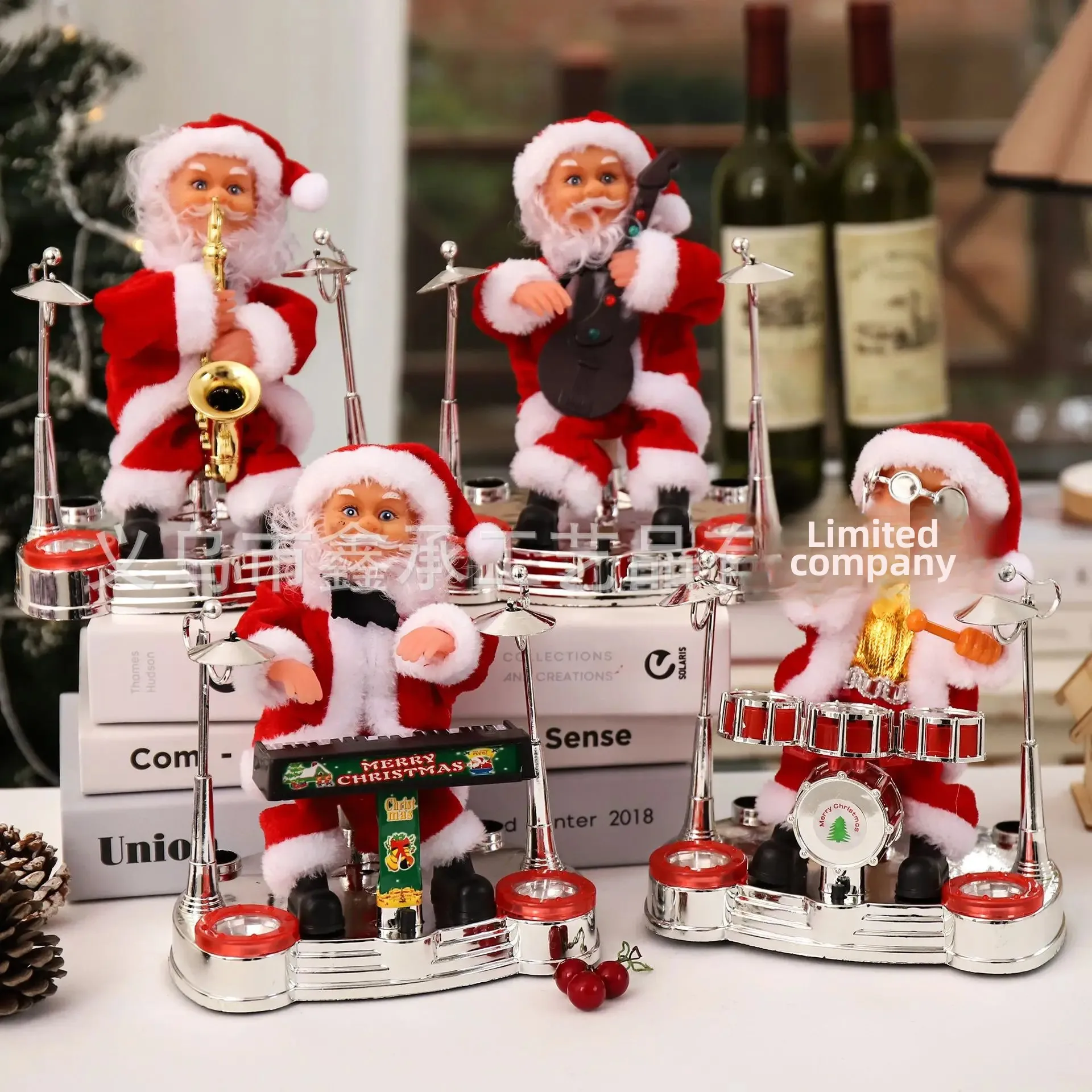 Electric Christmas Santa Toy Stage Guitar Drum Saxophone Doll Christmas Gift Decoration Children's Plaything