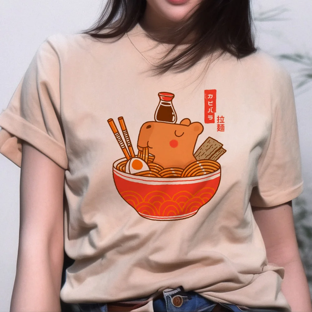 

Capybara t-shirts women harajuku manga Y2K top female anime clothing