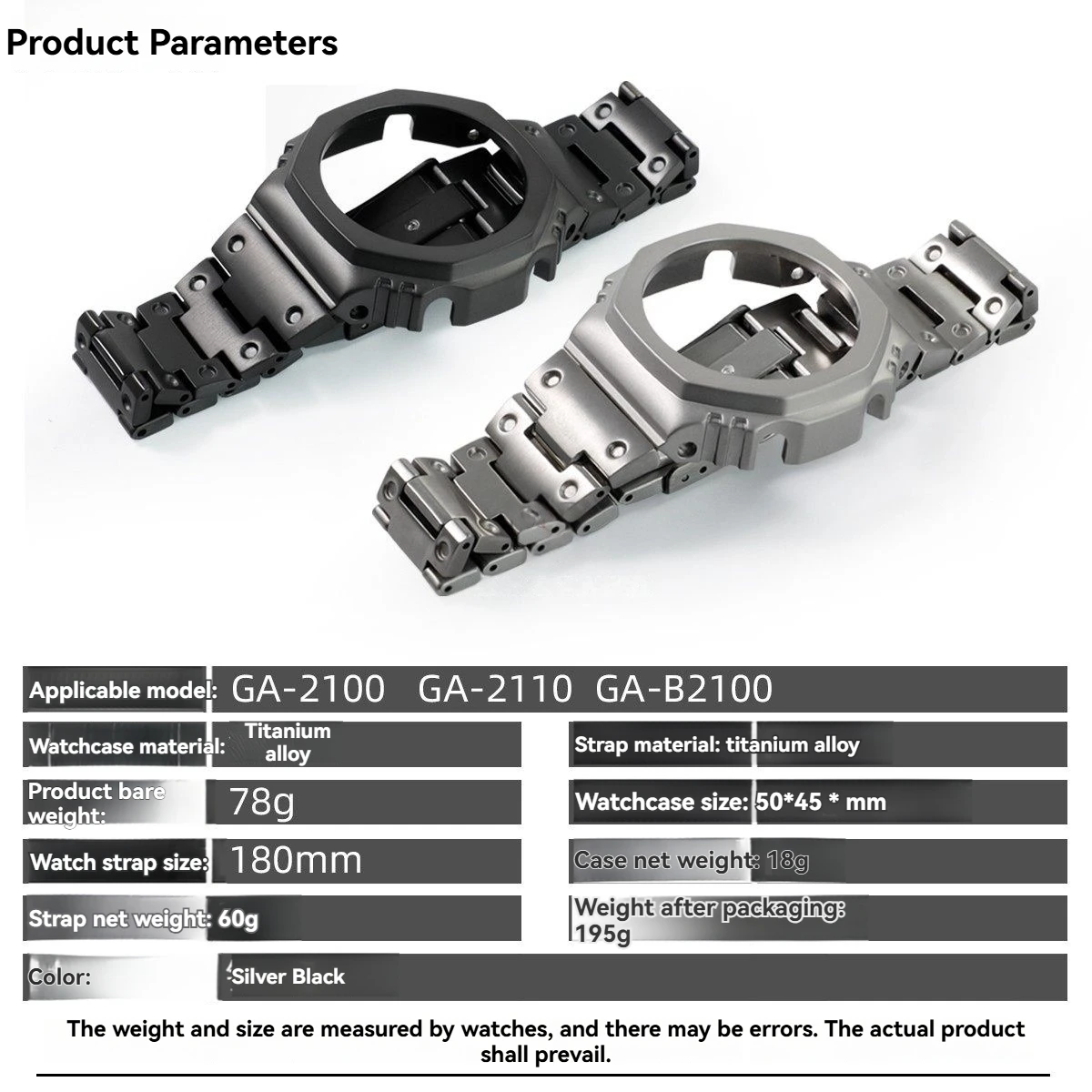 GA2100 Titanium alloy case+strap For Casio G-shock GA2110 GA-2100 GA-B2100 Lightweight titanium watchband bezel Scale Ring parts
