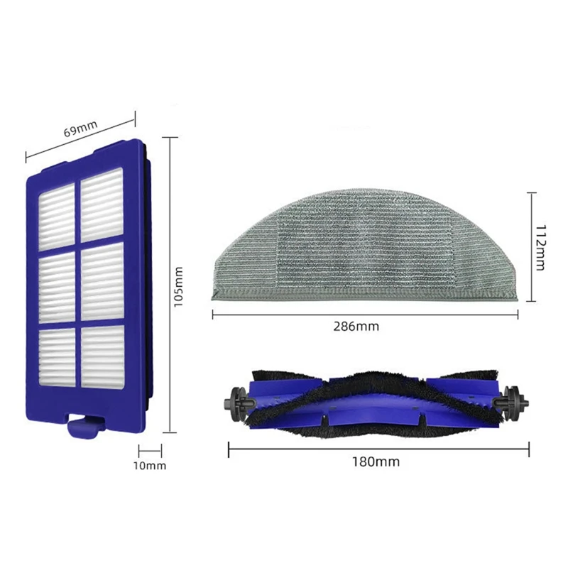 Accesorios de piezas de repuesto, cepillo de rodillo principal, filtro HEPA, paños de fregona para aspiradora híbrida Anker Eufy Robovac X8 Series