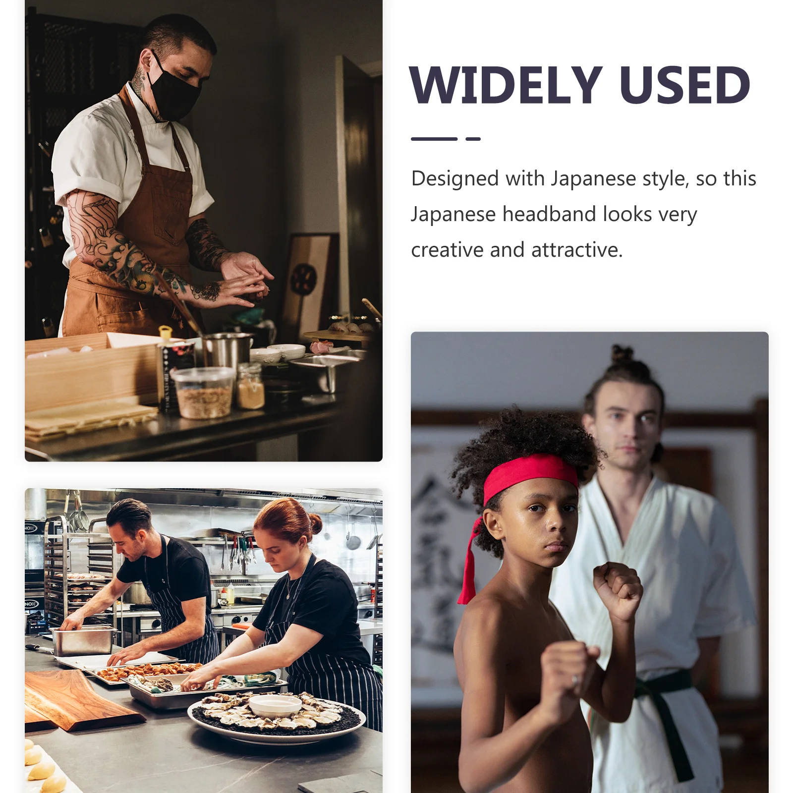 

Japanese Style Cotton Headband for Men and Women Reusable Chef Headwear Sweatproof Karate Band for Cooking Sports Face Washing