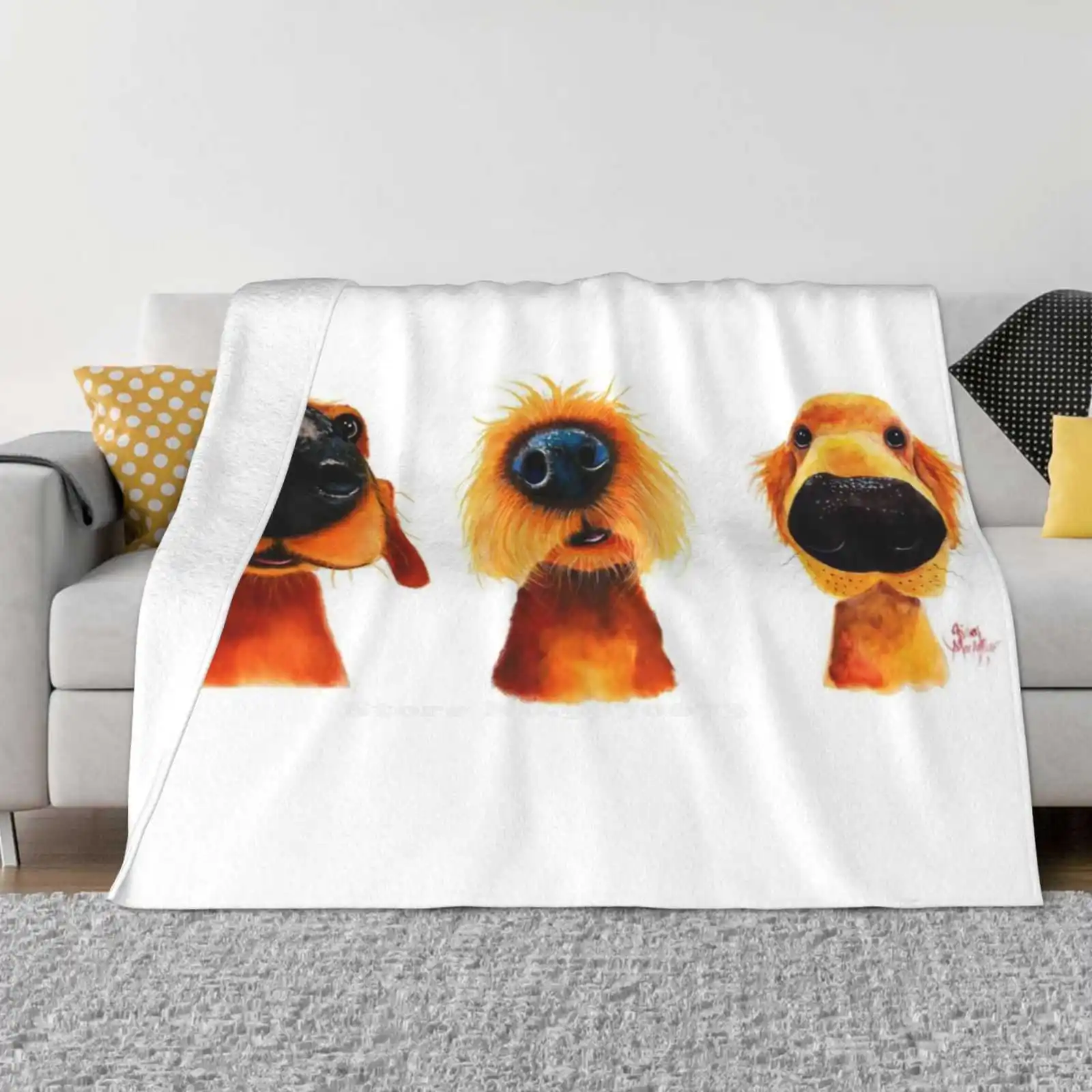 Nosey Dog Print ' The Puppy Dogs ' By Shirley Macarthur New Arrival Fashion Leisure Warm Flannel Blanket Trending Now Italian