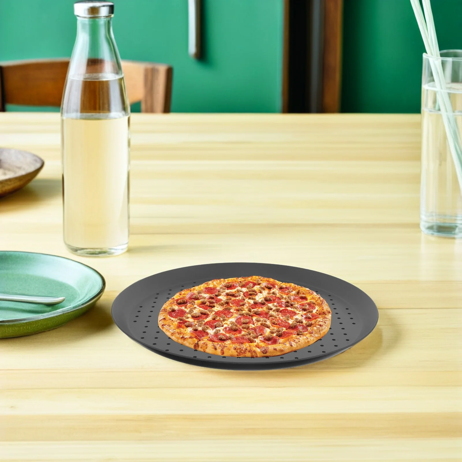 

Non Stick Round Pizza Pan 9 Inch Perforated Aluminum Alloy Baking Tray For Oven Air Fryer Pizza Roasting Pan