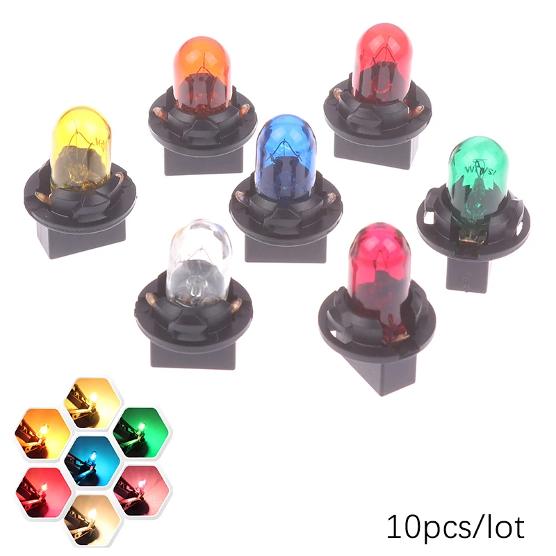 10PCS 5W Car Led Bulb Interior Lights Dashboard Heating Indicator Wedge Auto Instrument Lamp Air Conditioning Lamp 12V