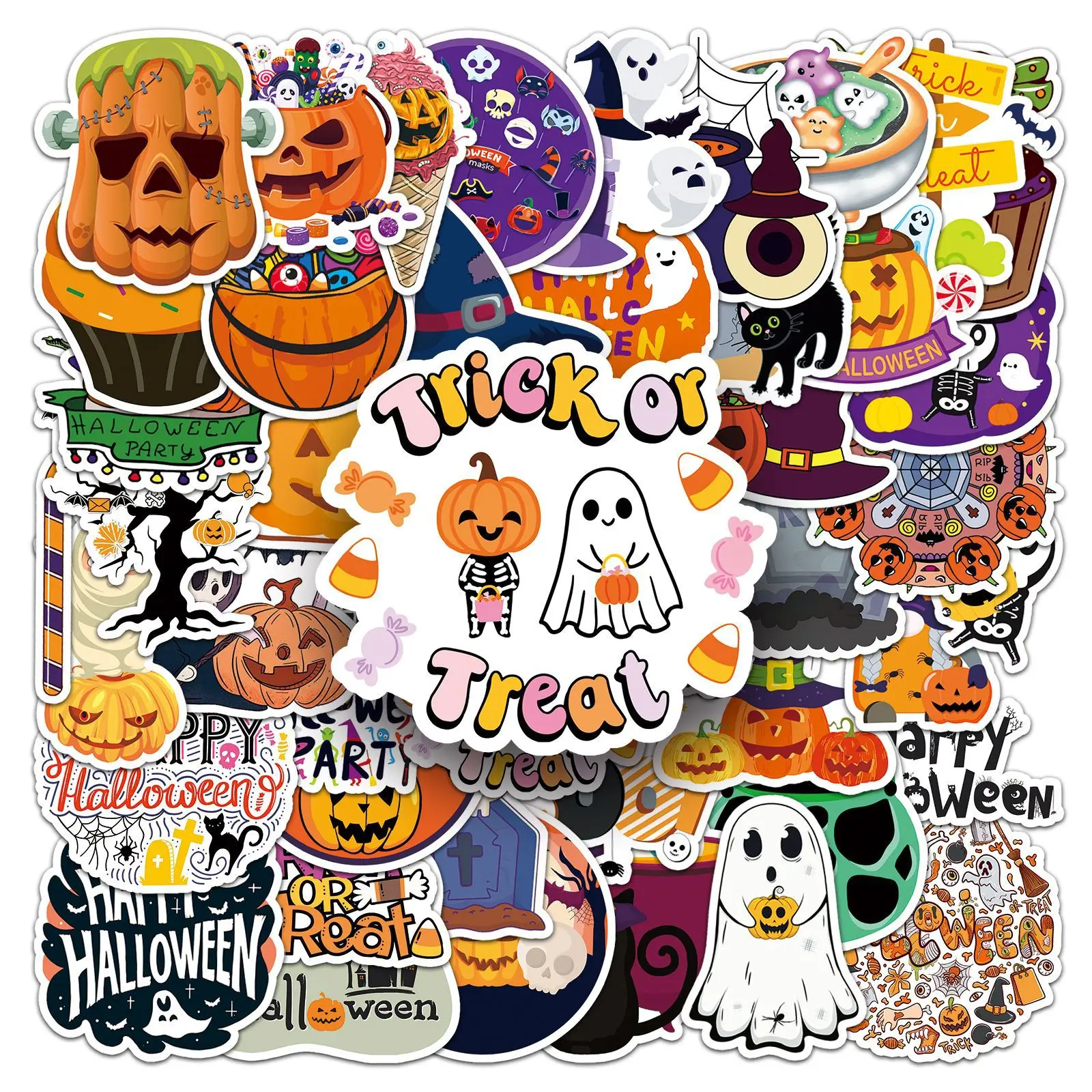 

10/50PCS Halloween graffiti sticker Personalized cartoon horror festival decoration suitcase water cup mobile sticker Kids Toy