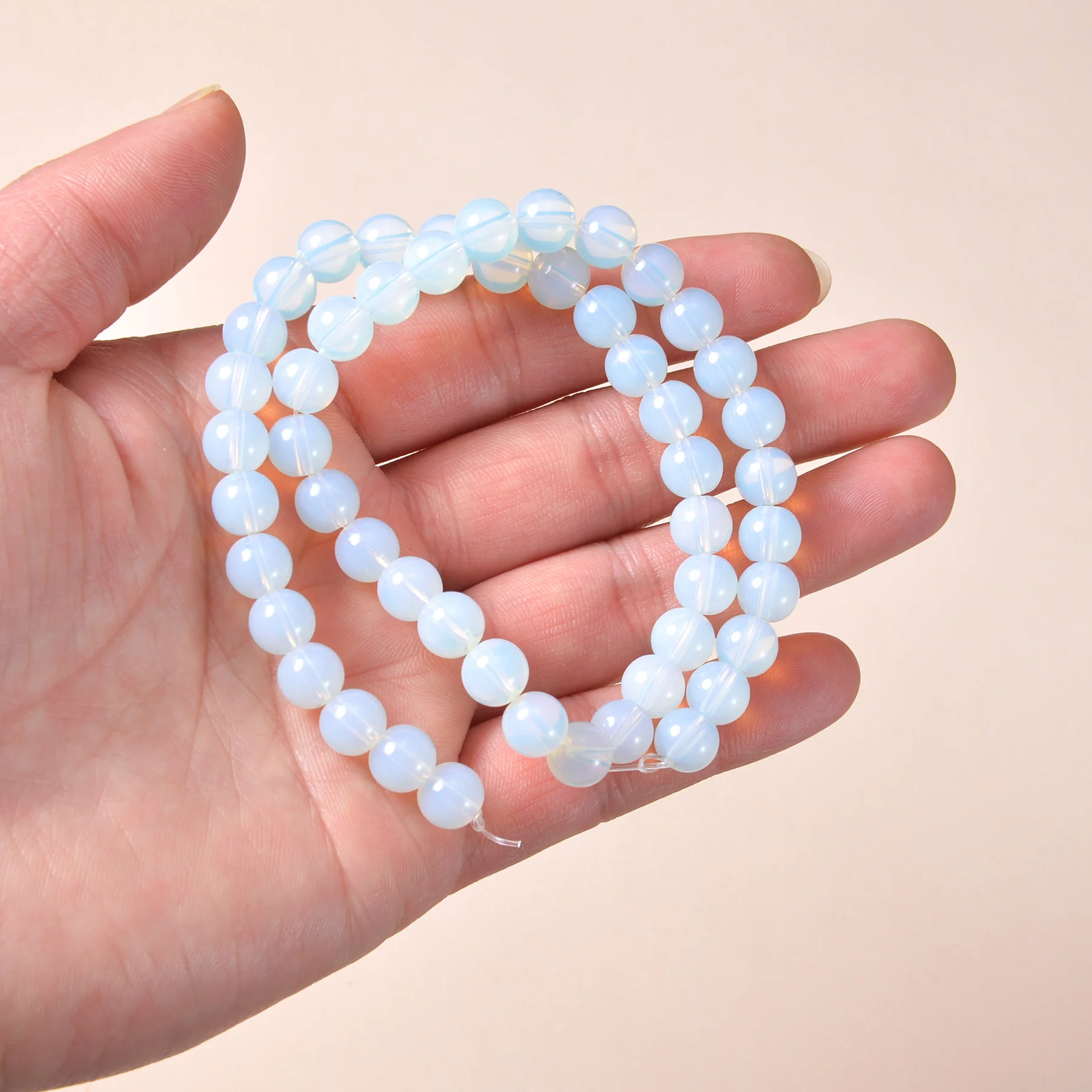 50pcs Strand Natural White Opal Stone Beads 8mm Loose Gemstone Bead for Jewelry Making DIY Bracelets Necklace Charms Accessories