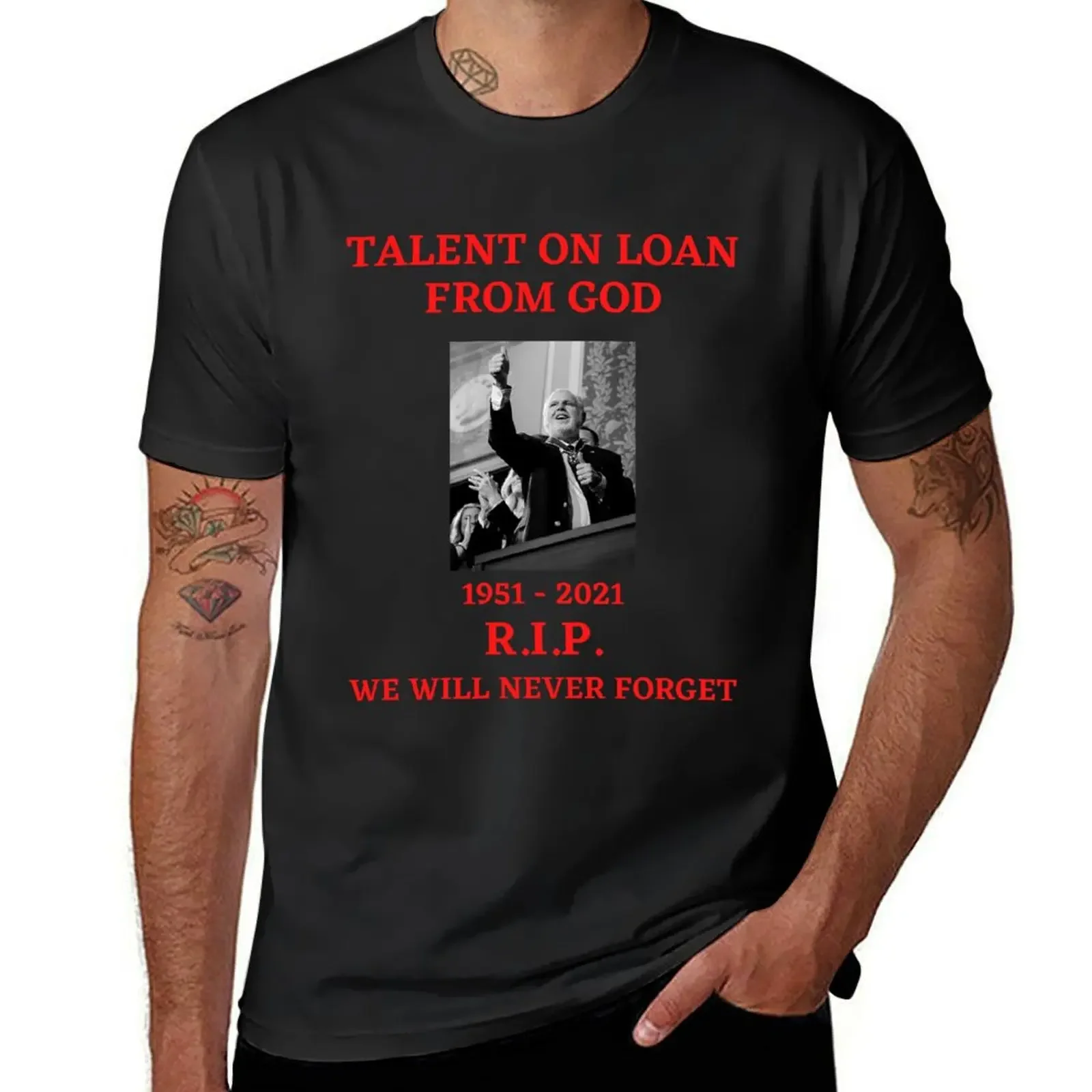 

Rush Limbaugh RIP Talent On Loan From God T-Shirt tees plus size tops baggy shirts tshirts for men