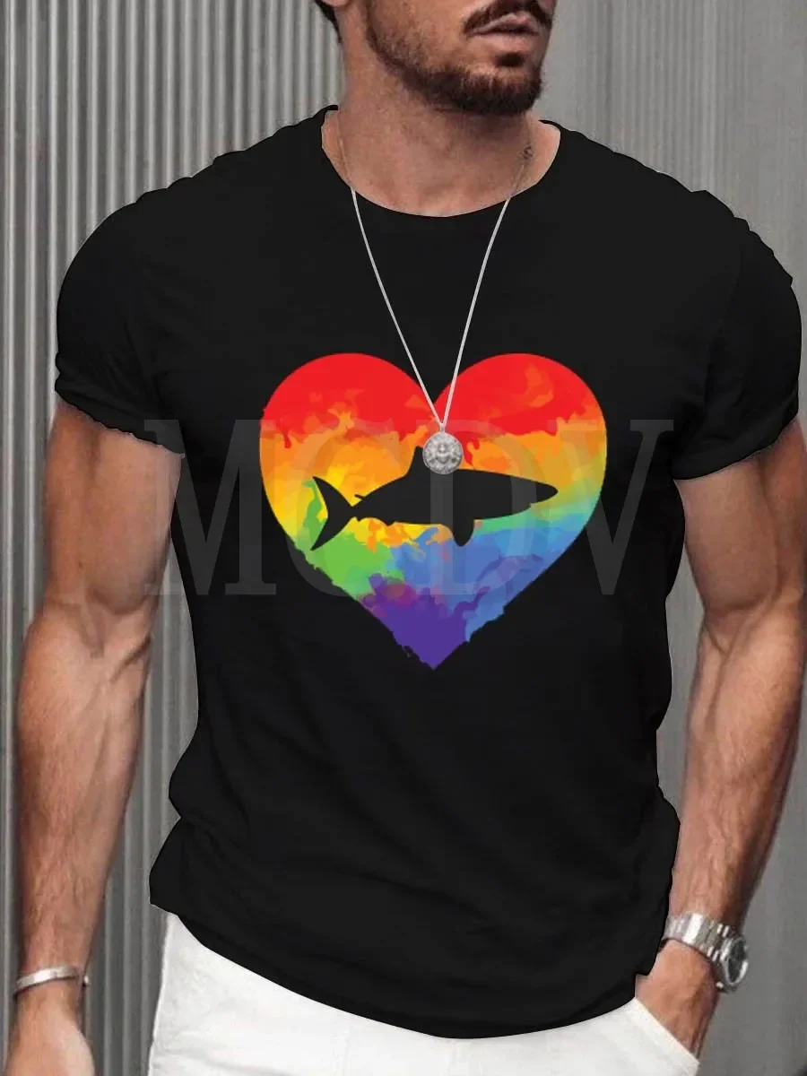 Summer Men's Rainbow Shark T-Shirt The Colorful The Best He Him Hole LGBT 3D Printed T Shirt