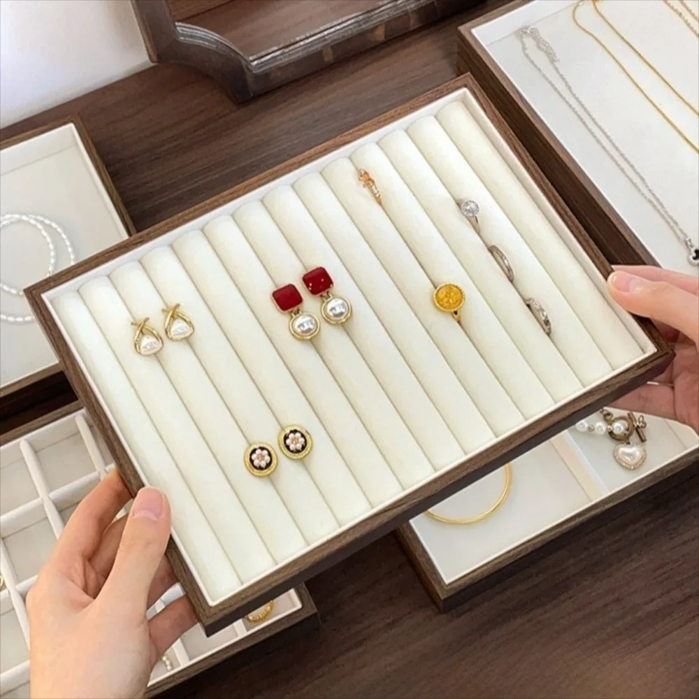 

Stackable Walnut Wood Jewelry Box Multifunctional Retro Grain Jewelry Tray Bracelet Necklace Jewelry Organizer Hair Accessories