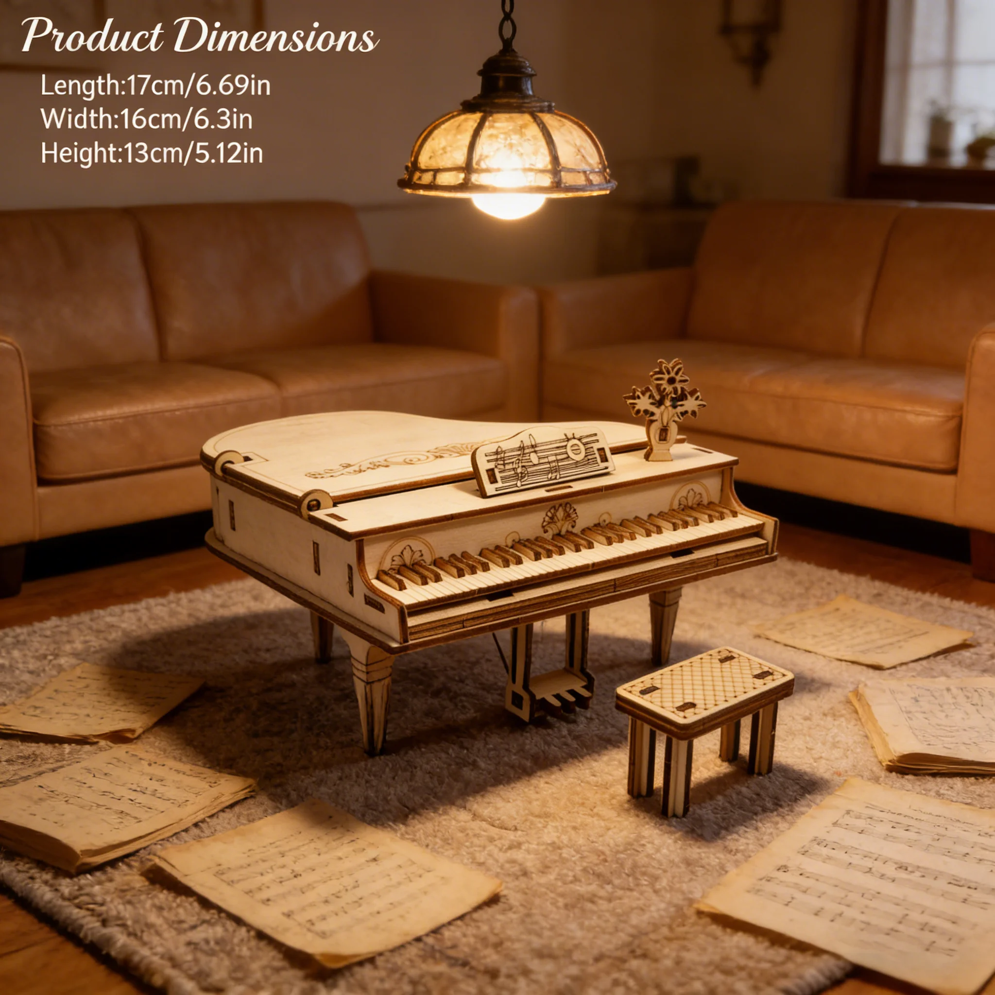 3D Wooden Puzzle Piano, DIY Wooden Model, Perfect as a Birthday, Halloween, Easter, Christmas, or New Year's Gift