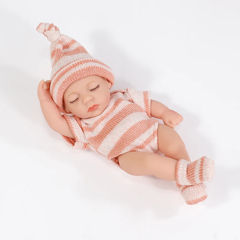 20cm Vinyl-Reborn-Babypuppen mit Kleidung, 8-Zoll-Neugeborenen-Babypuppe, wasserdichte Bebe-Puppe, niedliche Minipuppe für Mädchen, Geburtstagsgeschenke – Detail 7