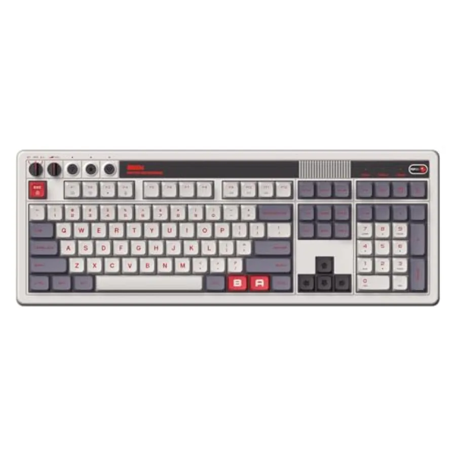 Retro 108 mechanical keyboard for gaming and office use ABS keycaps gray-black color hot-swappable switches with Bluetooth/2.4G