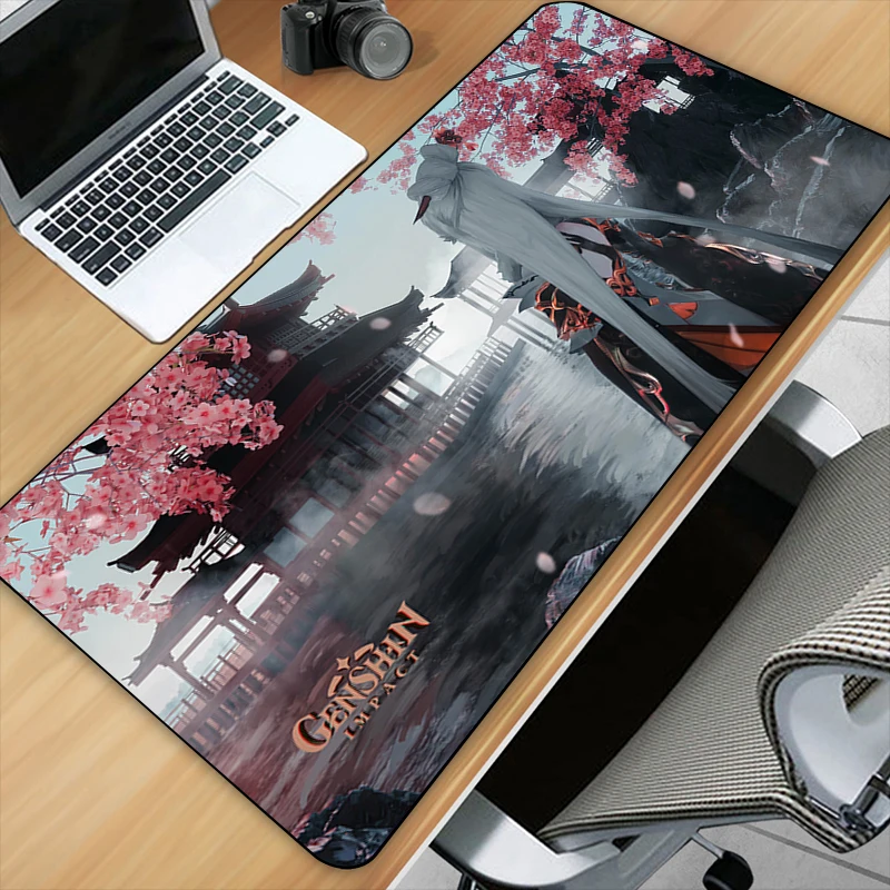 เกม Genshin Impact Art HD พิมพ์ XXL Mouse Pad Gamer อุปกรณ์เสริมขนาดใหญ่แผ่นคอมพิวเตอร์ล็อคขอบคีย์บอร์ด Non-ลื่น