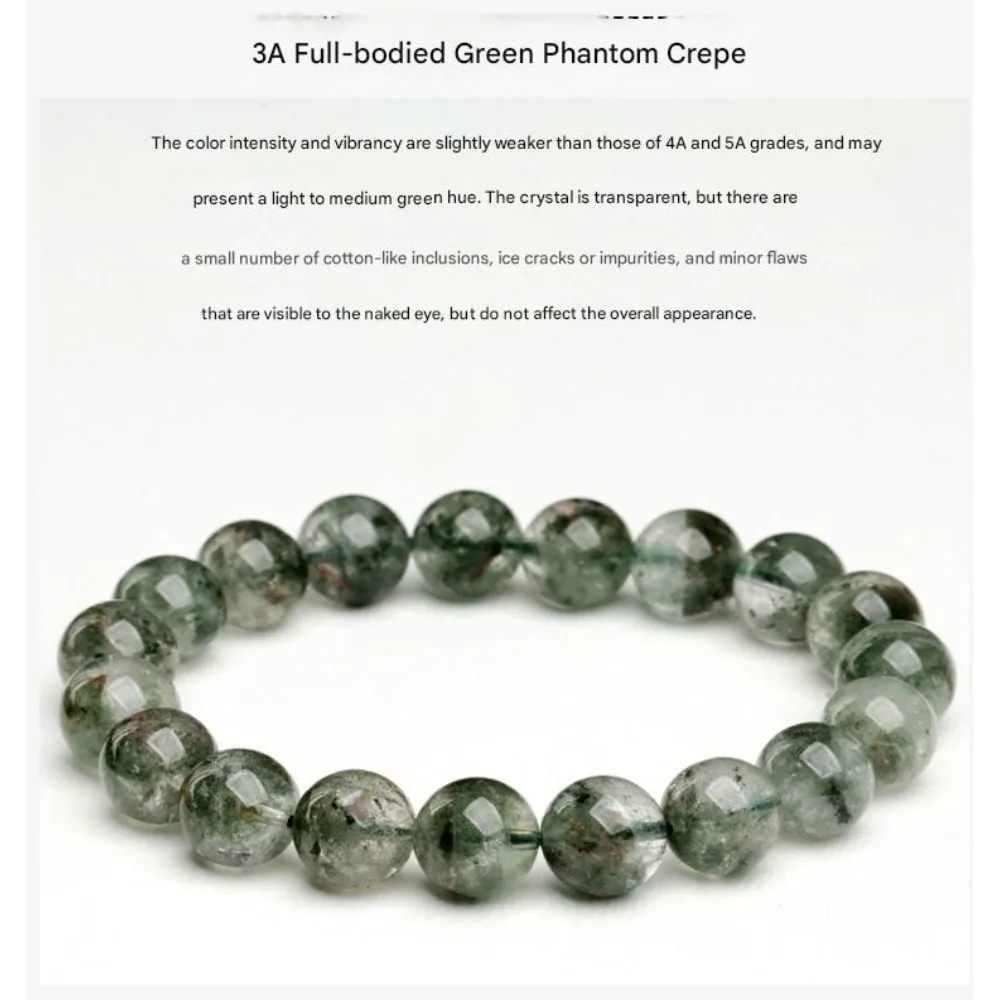 

KITYKISS Natural Green Phantom Quartz Bracelet, a Meditation and Healing Spiritual Gift, a Crystal String for Attracting Wealth