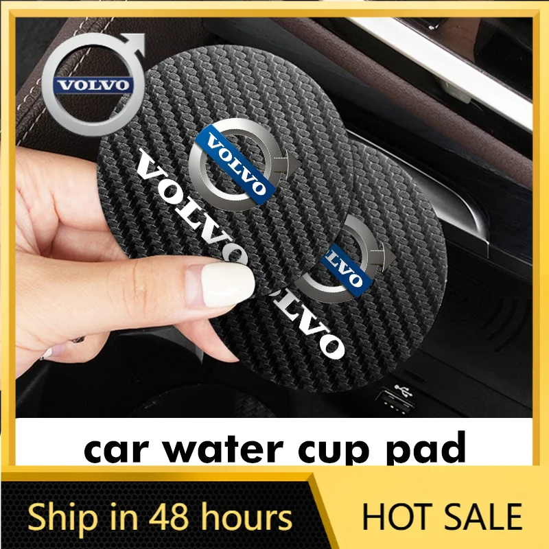 2026 Novedad: Juego de 2 posavasos de fibra de carbono para coche Volvo, almohadillas antideslizantes para vasos de Volvo V50, S60, XC60, S40, XC40, XC90, V70, XC