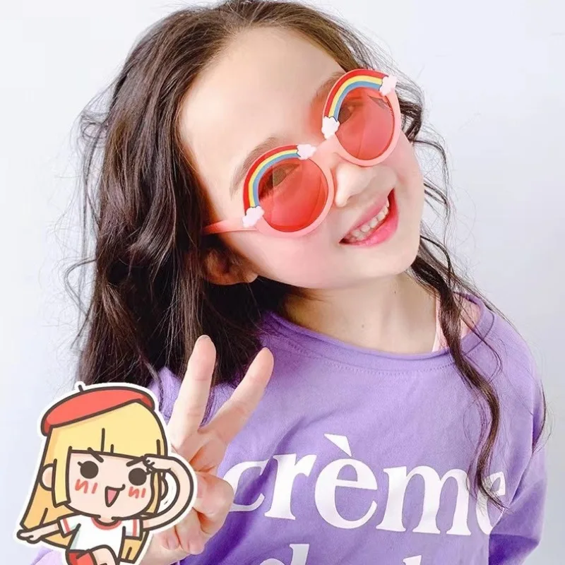 Children Sunglasses Fashionable Rainbow Style Decorative Glasses Trendy Cartoon UV Resistant Children's Sunshade Sun Glasses