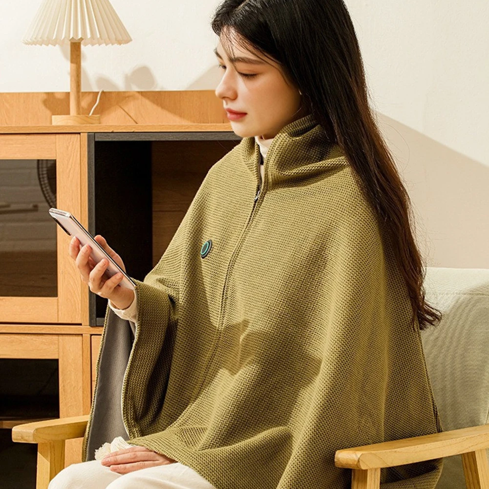 

Носимое одеяло с электрическим подогревом через USB, 3 уровня нагрева, электрическое одеяло с подогревом, шаль, одеяло с USB-подогревом, шаль