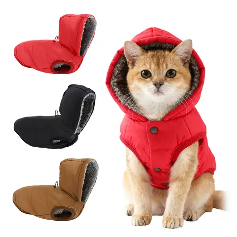 Ropa de invierno de lana para gatos, chaqueta cálida para gatitos, sudaderas con capucha, abrigo impermeable para mascotas, suave y cómodo con anillo en D para perros, suministros Sphynx