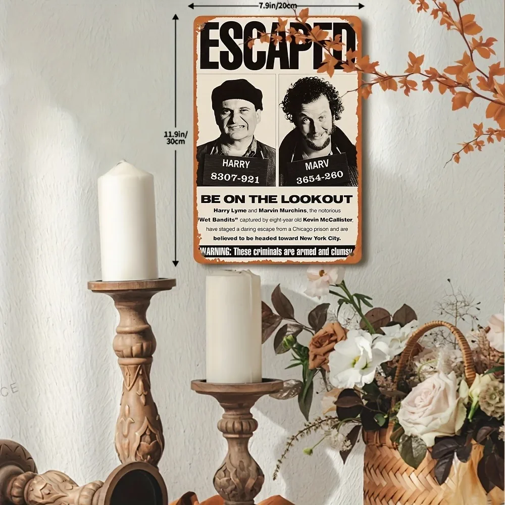 علامة Vintage Home Alone، قطعة واحدة من ملصق القصدير المعدني مقاس 8 × 12 بوصة - ديكور البار/المطعم #3