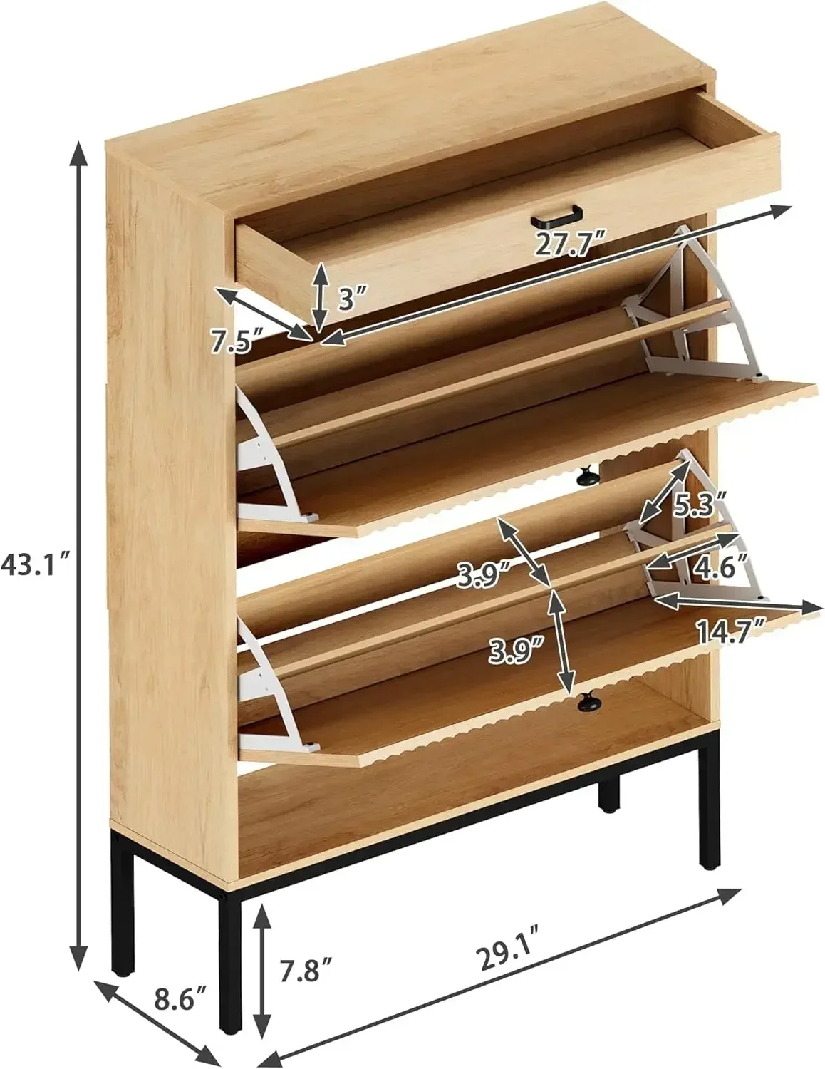 

XMSJ-SaleShoe Cabinet, шкаф-органайзер для обуви с 2 откидными выдвижными ящиками, отдельно стоящая полка для обуви с регулируемыми полками
