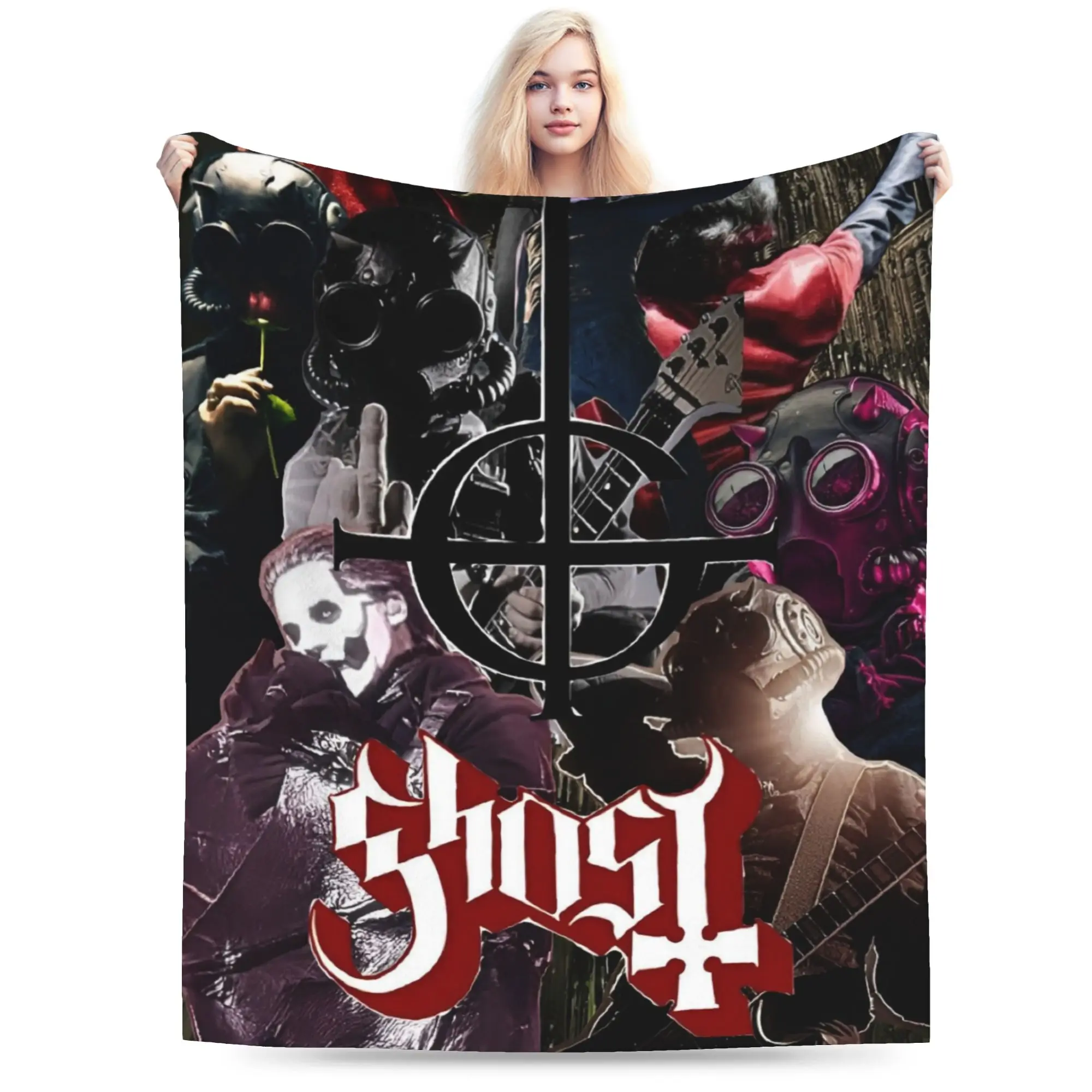 بطانيات فرقة الشبح السويدية روك باند الهالوين الفانيلا الجدة الدافئة رمي بطانية للمنزل مطعم طوال الموسم