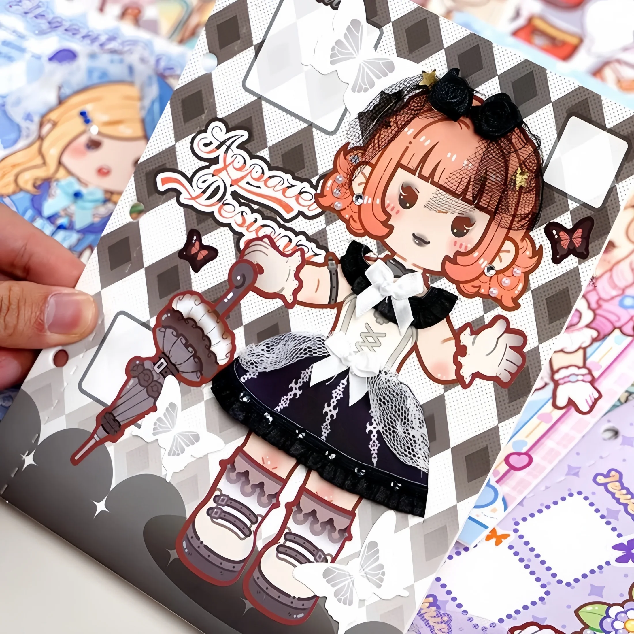 Handmade Clothing-Themed Quiet Book Stickers, Children's Journal Decoration, DIY Miniature Scene Dress-Up Sticker Book, 7 Major Clothing Scenes, over 20 Fabric Materials, Children's Handmade Gifts
