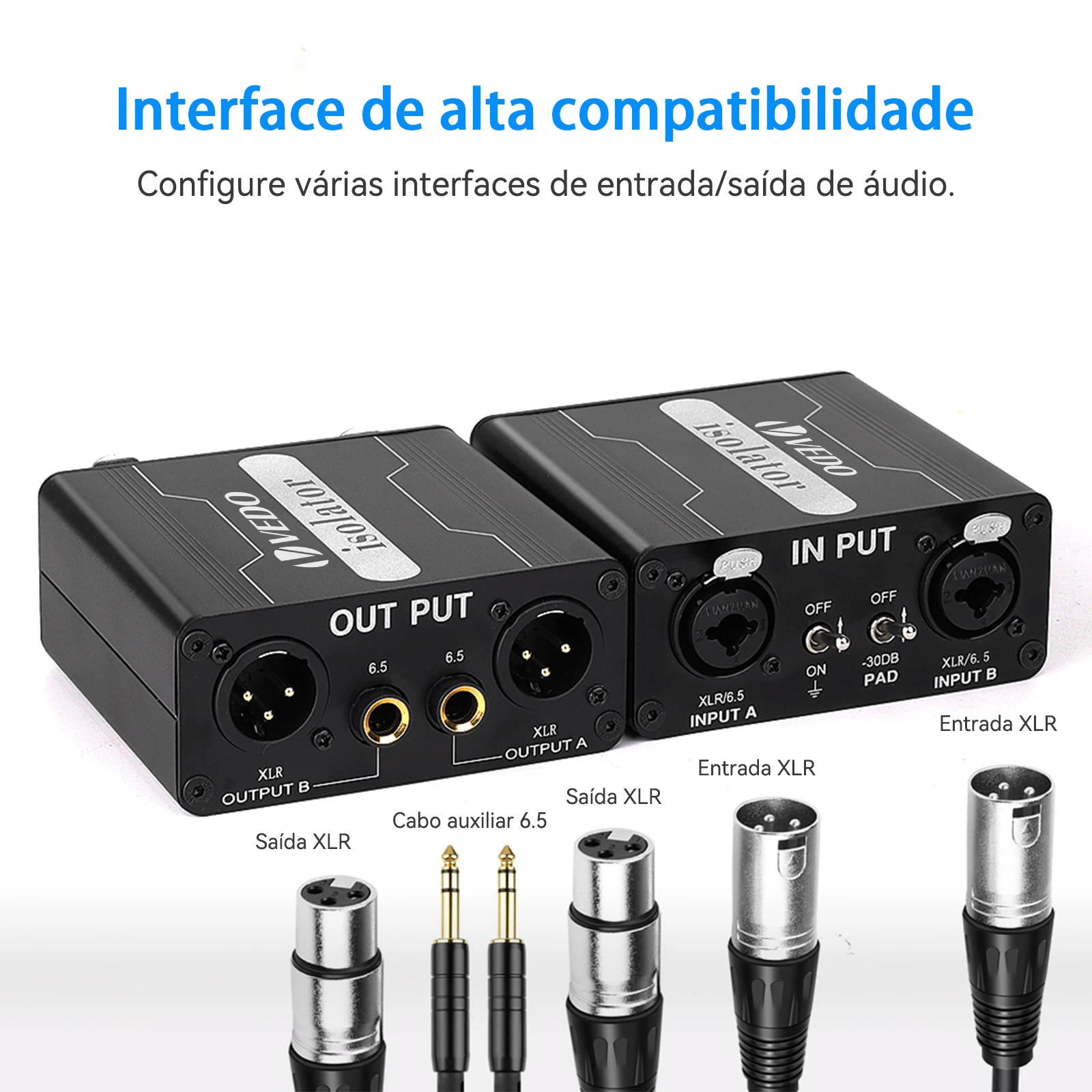 VEDO GX200 عازل الصوت ثنائي القناة 6.5 XLR خلاط عازل الصوت الحالي خلاط الضوضاء ميكروفون مرشح الأرض المشتركة