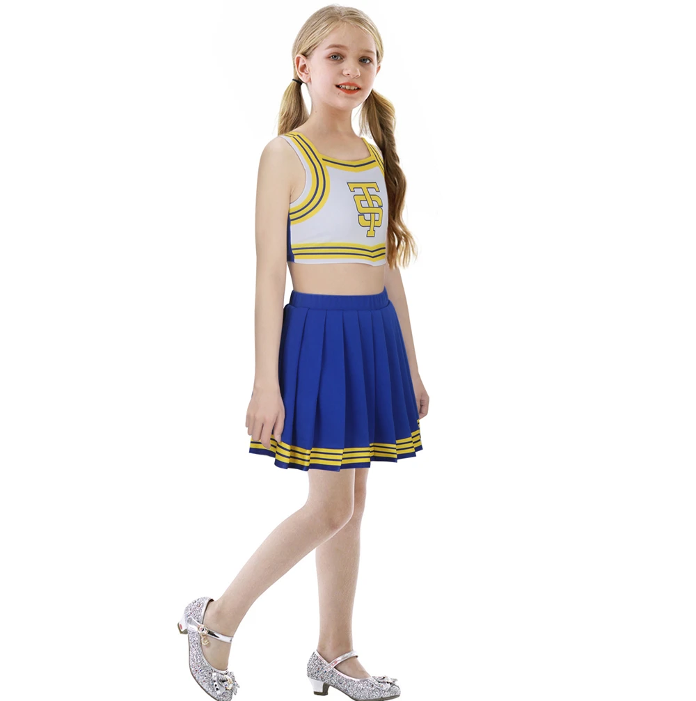 Kids Adult Taylor Eras Tour Outfit Cheerleader Uniform TS Shake It Off Blue White Tay Tay Fan Concert Party Costume for Chidren