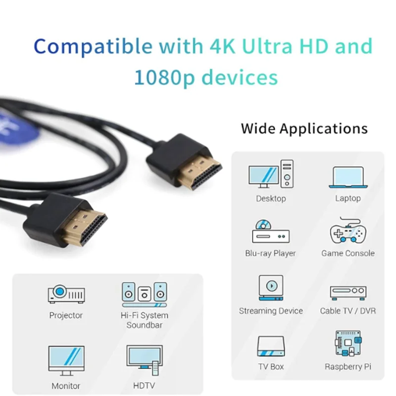 For PS4 TV Laptop Monitor computer HD Cable 4K 60Hz 1080P HDMI-Compatible Ultra HD High Speed Video Audio HDMI 2.0 Cable