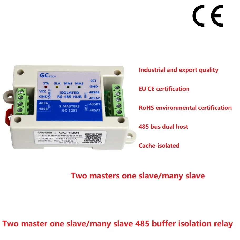 Imagem -02 - Modbus Dual Host Hub Gc1201s Mestre e Escravo Rs485 Isolamento Fotoelétrico