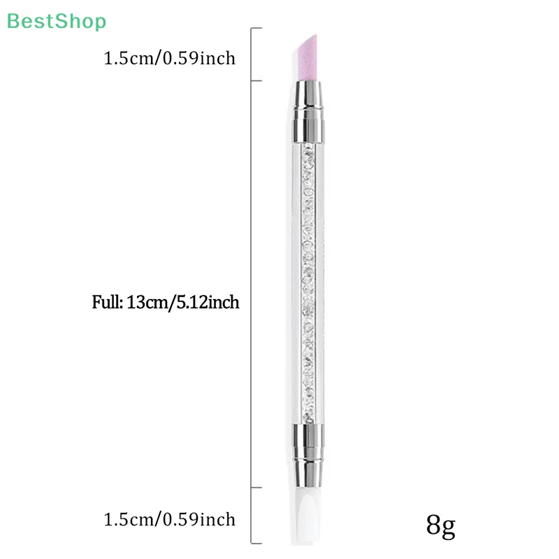 ปากกาซิลิโคนอเนกประสงค์สองหัว 1 ชิ้น สำหรับขัดเล็บ ขจัดหนังกำพร้า ขัดสีเล็บ และกำจัดผิวหนังที่ตายแล้ว