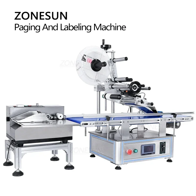 ZONESUN Desktop Automatic Flat Surface Labeling Machine Paper Pouch Plastic Bag Card Separating Paging Label Applicator
