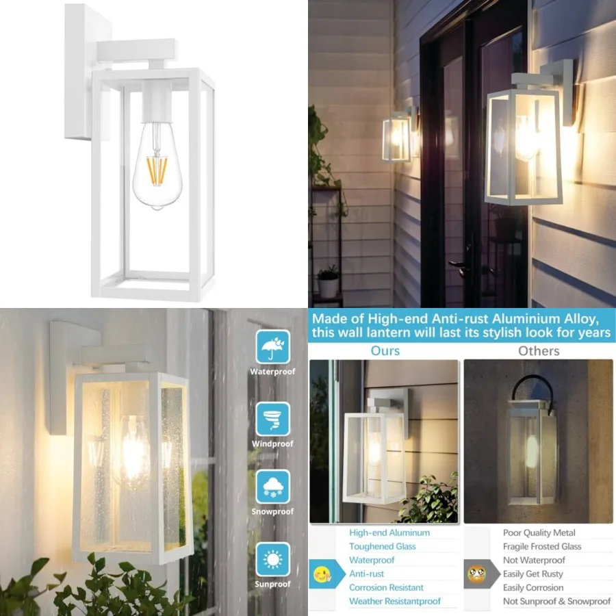 

Outdoor Wall Lantern, Exterior Waterproof Wall Sconce Light Fixture, Anti-Rust MountLights Clear Glass, E26 Porch Patio Lightin