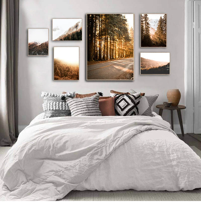 

Sunshine Forest Mountain Fog Landscape Wall Art Canvas Painting Nordic Posters And Prints Wall Pictures For Living Room Decor