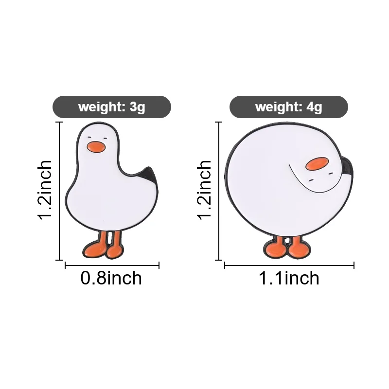 Two Style Duck Enamel Pin One Elegant One Pudgy for Matching Bestie Pins and Everyday Sweet Accessory Collection