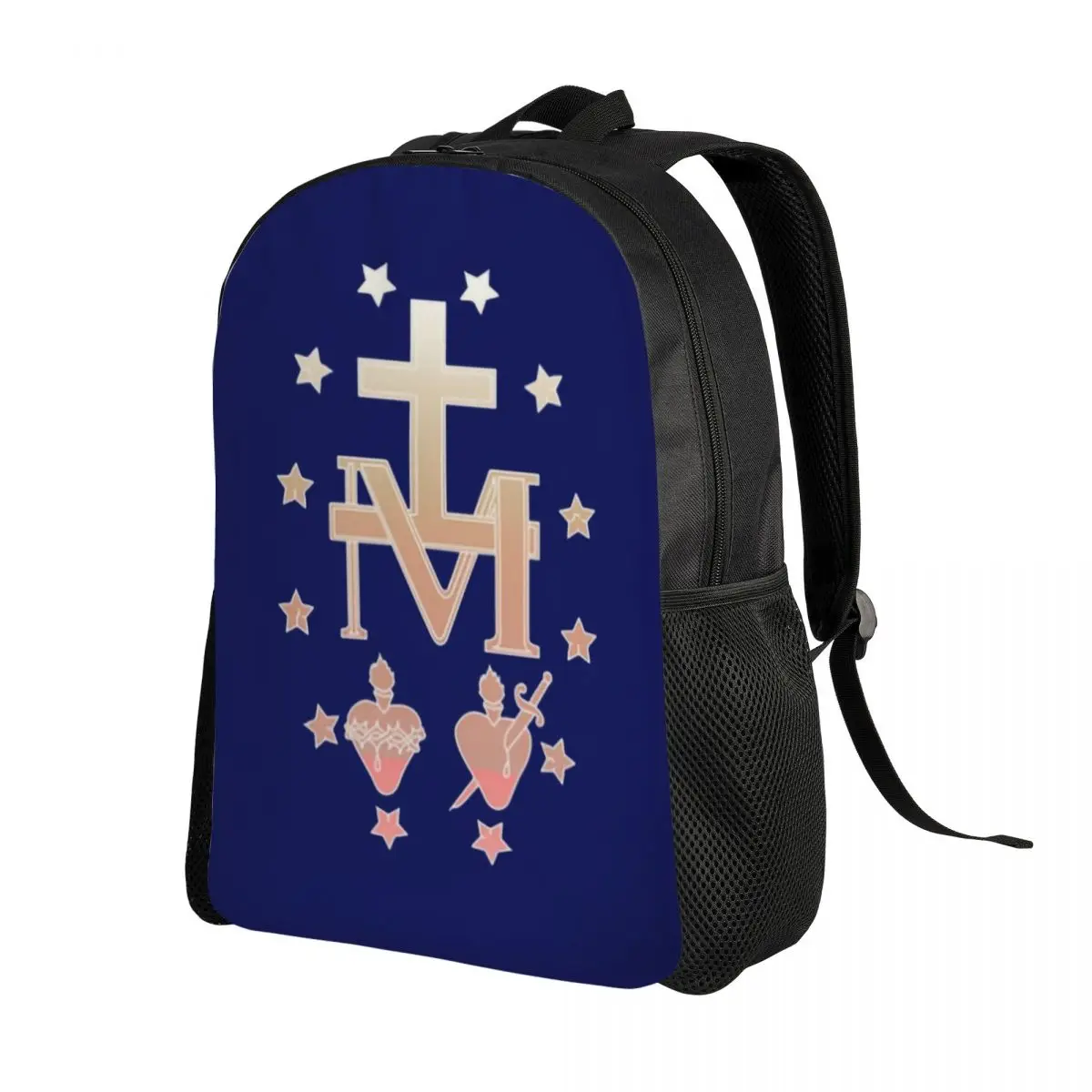 Customized Miraculous Medal Backpack for Men Women Waterproof College School Medal of Our Lady of Grace Bag Print Bookbags