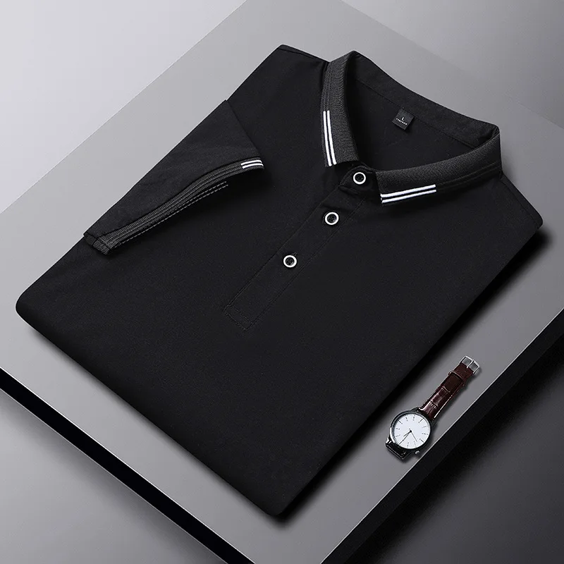 

Мужская рубашка поло из хлопка 2025 года, хлопковая летняя новая тенденция, воротник с короткими рукавами, высококачественная облегающая и дышащая футболка