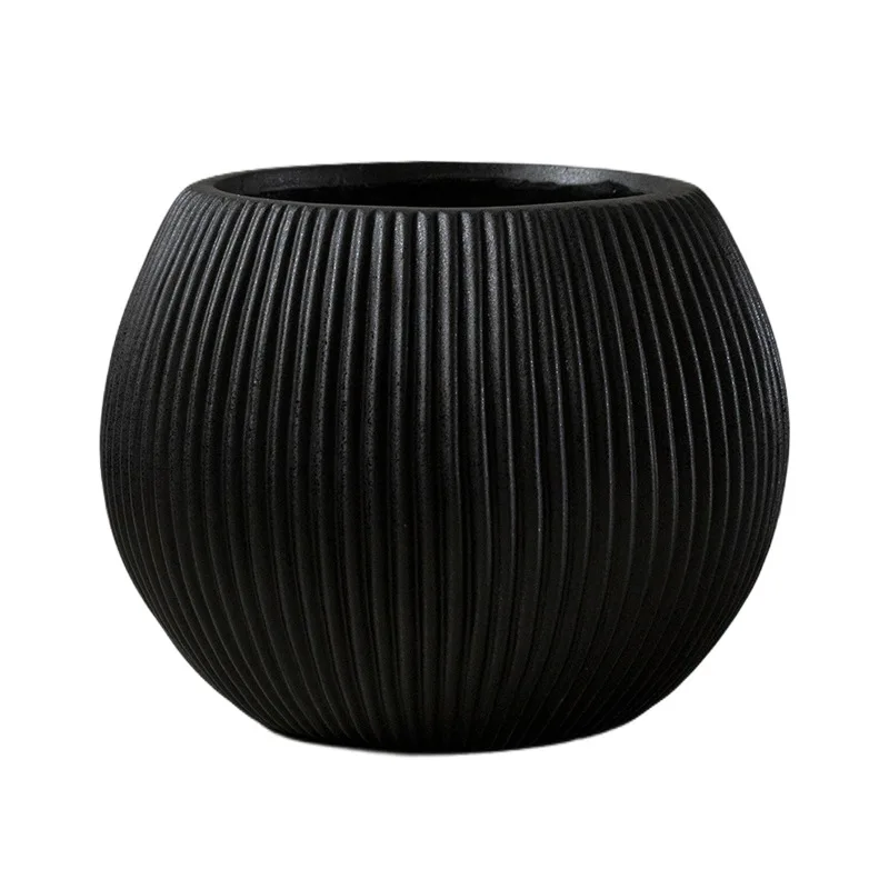 Floor-to-ceiling large flower pot minimalist spherical green flower planter living room B&B shopping mall villa ornament potted