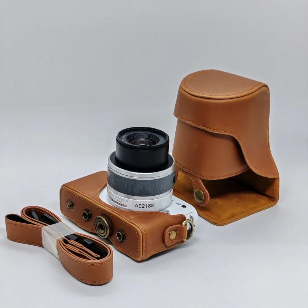 PU Leather Digital Camera Case Full Protective Cover Box Black Coffee Brown White for Nikon J1 J2 M100 M200 Travel Carry Bag
