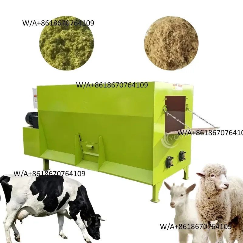 Cattle Feed Mixer Machine Stationary Twin Shaft Mixing Cow Sheep Donkey Horse Silage Haylage Straw TMR Feed Crushing