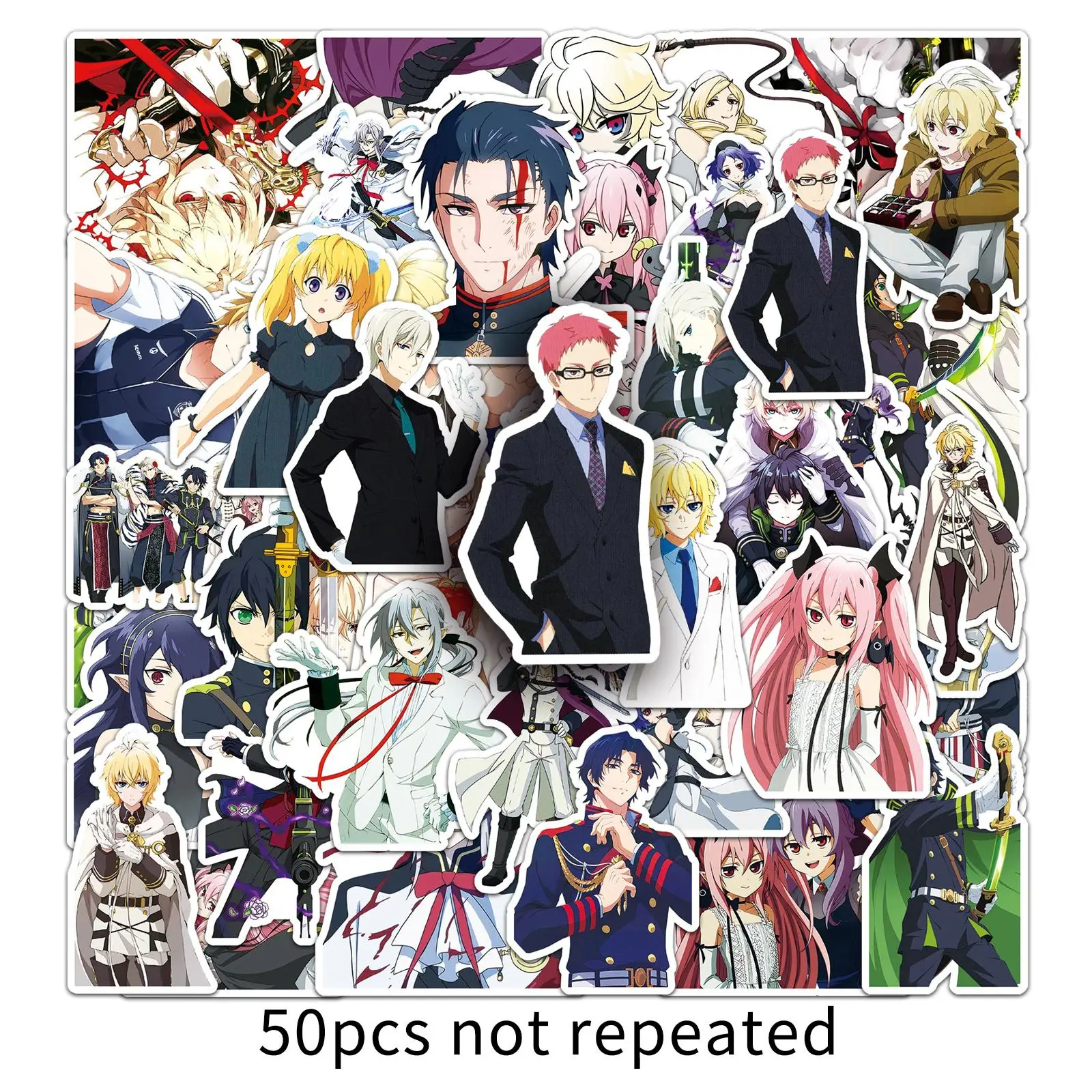 50 Uds. Seraph of the end pegatinas para garabatos dibujos animados de Anime personalidad creativa DIY guitarra bicicleta calcomanía de escritorio juguete