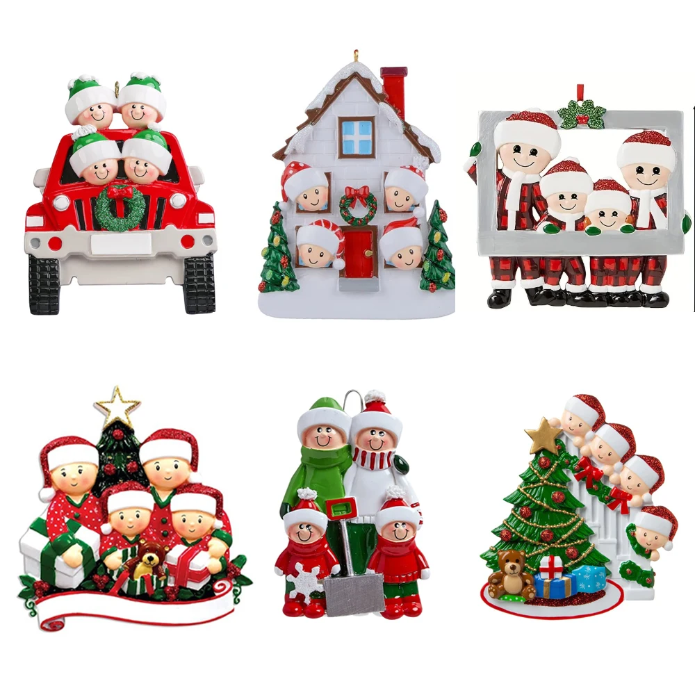 

6 in 1 Personalized Family Christmas Ornaments Custom Name Ornaments for Christmas Tree