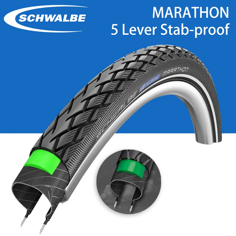 Schwalbe MARATHON 16 inch 16x1.35 349 Small Wheel Bike Tire Marathon 5 Lever Stab-proof Travel Tire