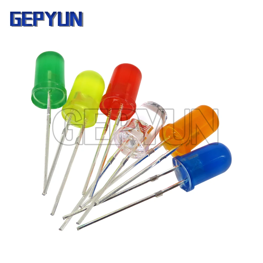 Diffused 5MM Led Diode Kit White Red Green Blue Yellow Orange 2V 3V Light LED Bulbs Emitting Diode LED Transparent Round