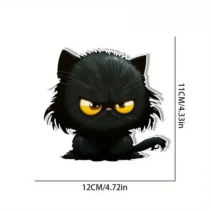 1PC Grumpy Black Cat 2D Flat Sticker - Waterproof Vinyl Vivid Decal for Cars, Laptops, Backpacks & Cat Lovers/Quirky Style Fans
