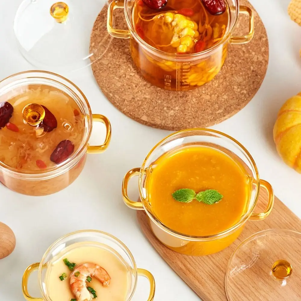 Salad Bowl Glass Soup Pot Thickened Mini Glass Stockpot Explosion-proof Heat-resistant Kitchen