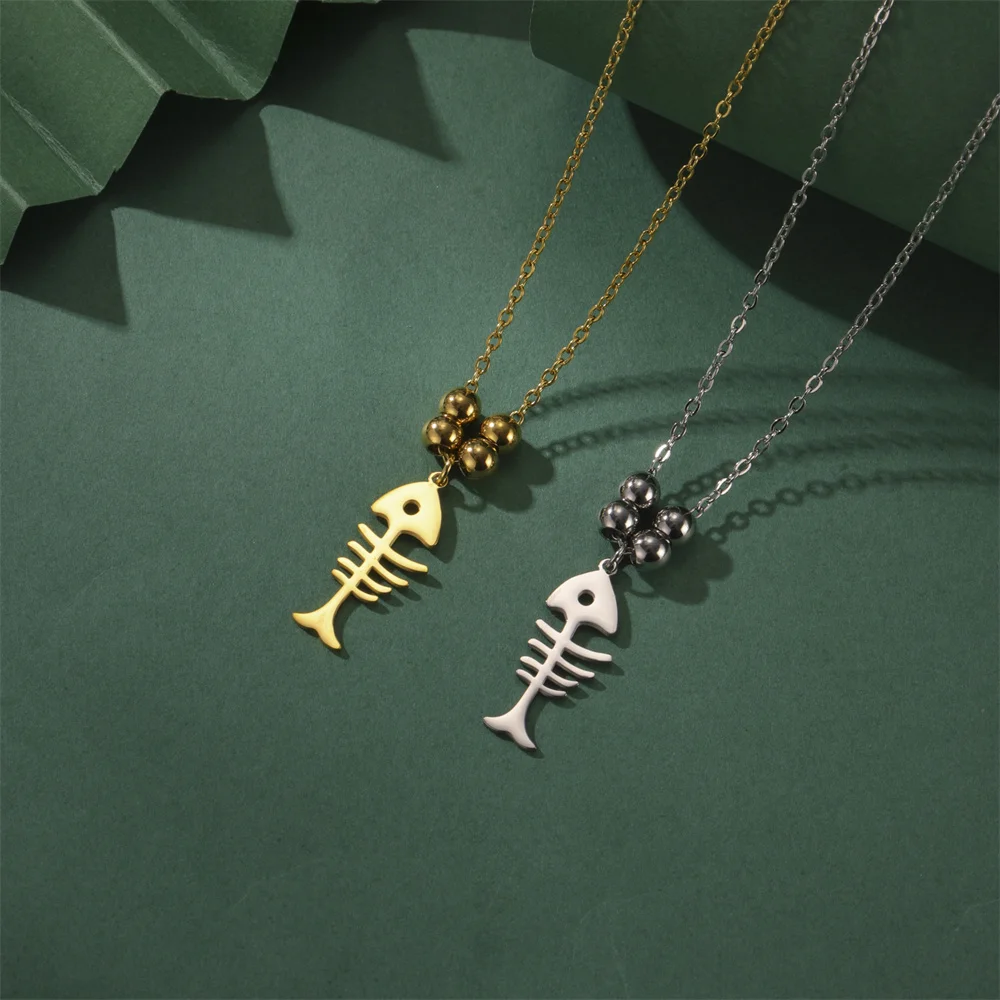 My Shape Katzen-und Fischgräten Anhänger Halsketten für Frauen Mädchen Kätzchen Tiere Charms Halskette Halsreif Edelstahl Schmuck – Detail 34