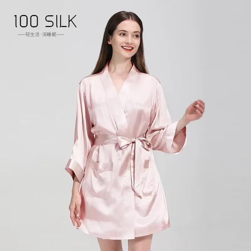 100 Mulberry Seide 2 STÜCK Robe Anzug Frauen Sexy Bademantel Kleid Schlaf Set Sommer Homewear Sleepdress Casual Kimono Nachtwäsche Nachthemd