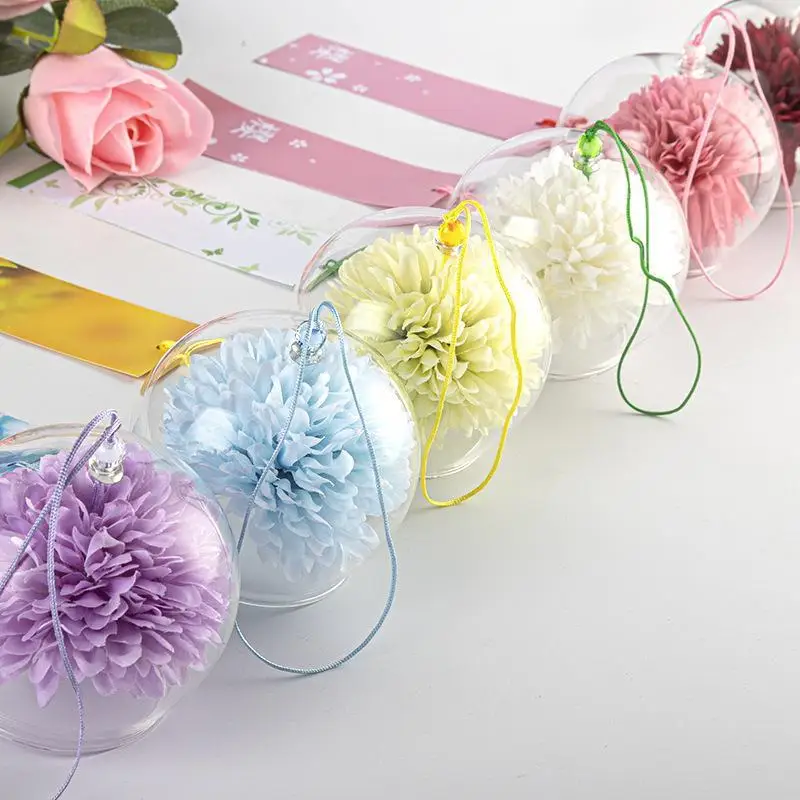 Japanese Glass Wind Chime with Lifelike Artificial Flower Weather Resistant Hanging Decor for Window Home Garden Yard