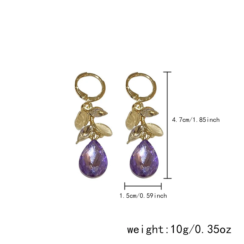 Vintage elegante lila Kristall Wasser tropfen lange Quaste Ohrringe für Frauen Design funkelnden Abschluss ball Accessoires Party Schmuck Geschenke – Detail 9